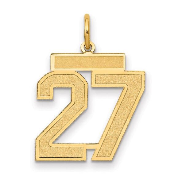 14k Yellow Gold Jersey Collection Medium Number 27 Pendant